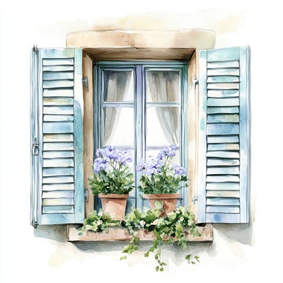 Window windowsill shutters illustration.