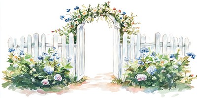 Wooden arch flowers fence art.