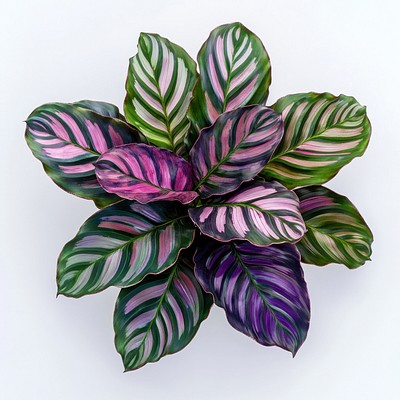 Real calathea plant leaves leaf purple.