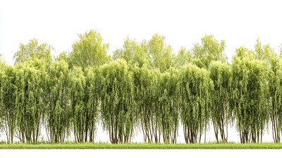 Weeping willow forest vegetation background landscape.