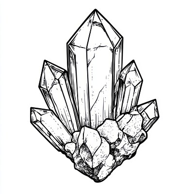 A Diamond shape quartz vector illustration silhouette gemstone minerals crystal.