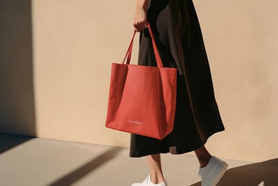 Elegant red tote bag mockup