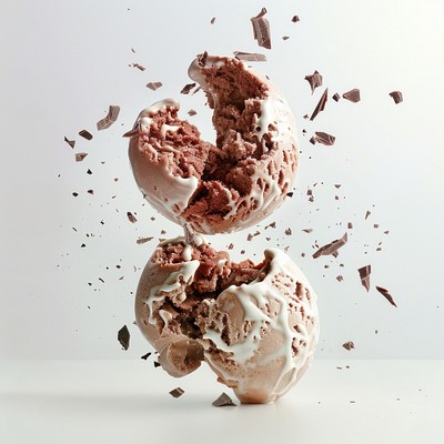 Exploding chocolate ice cream food explosion dessert.