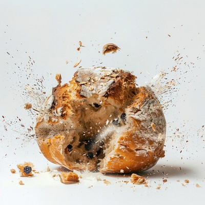 Exploding bread food explosion photography.