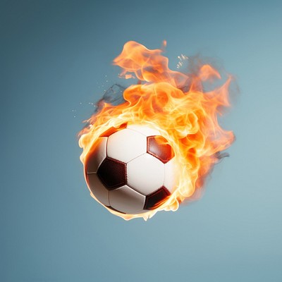 Burning Football sports fire photography.