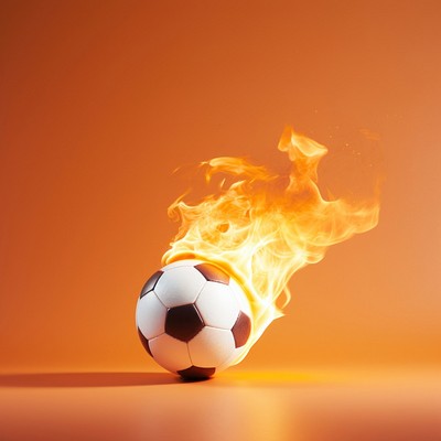 Burning Football sports fire background.