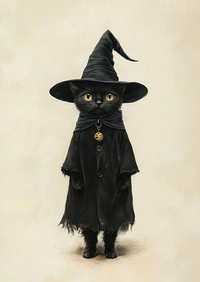 A cat costumes wearing witch halloween theme animal human cute.