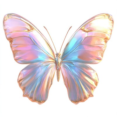 Gold pink butterfly with glowing colors wings invertebrate.