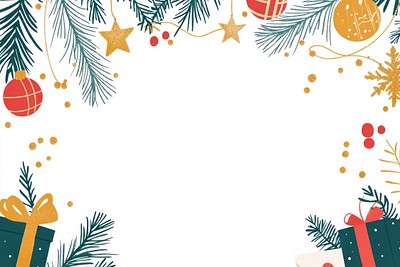 Christmas minimal light border ornaments red illustration.