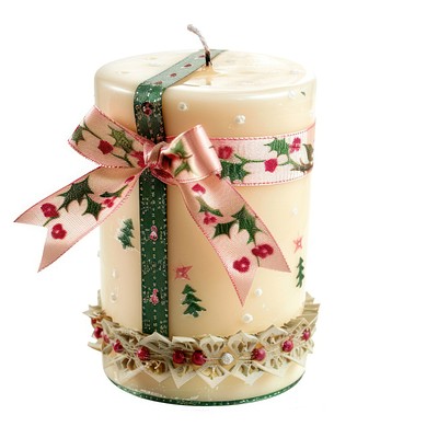 Coquette christmas candle ribbon decor decorative.