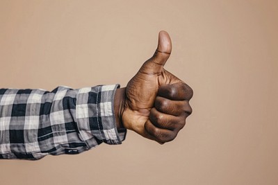 Thumbs up gesture approval