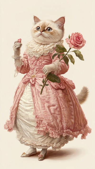 Dress rose cat painting.