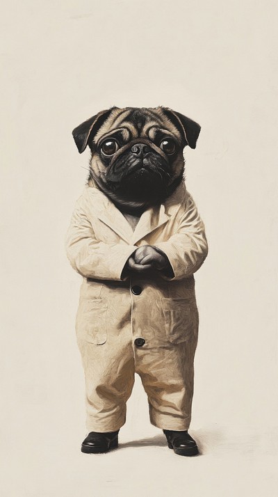 Pug costumes wearing business animal cute dog.