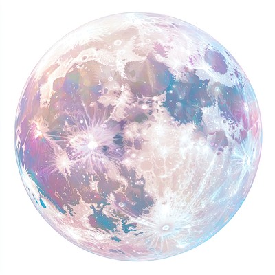 Full moon illustration whimsical space.