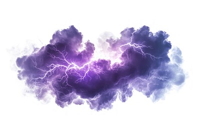 Vibrant purple lightning storm cloud