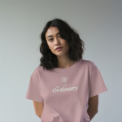 Casual pink t-shirt mockup