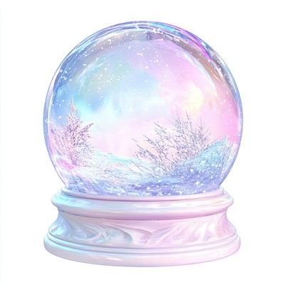 Snow globe art illustration whimsical.