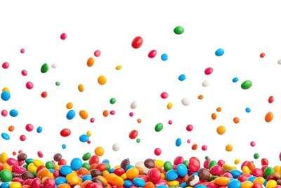 Colorful candy pieces falling joyfully