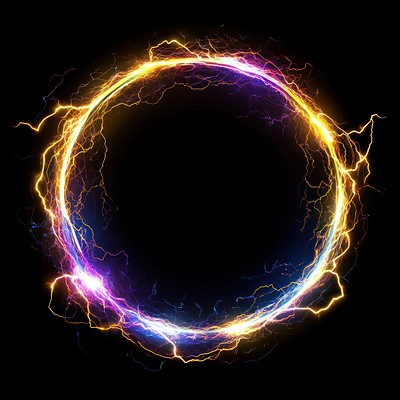 Gold electric ring lightning vibrant glowing.