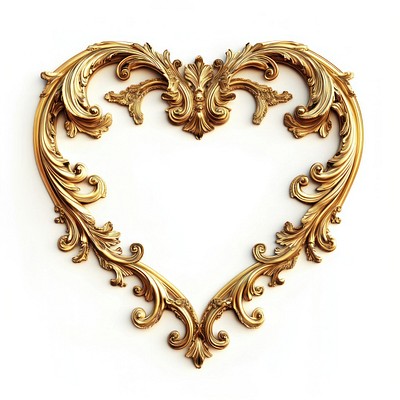 Elegant ornate golden heart frame