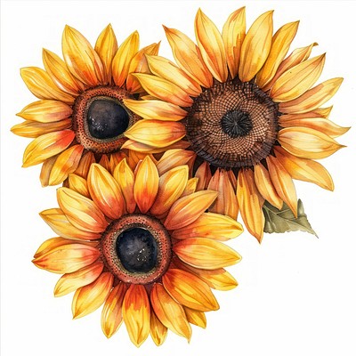 Vibrant watercolor sunflower illustration