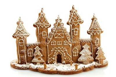 Festive gingerbread castle decoration