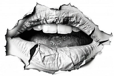 Cracked lips monochrome surreal art