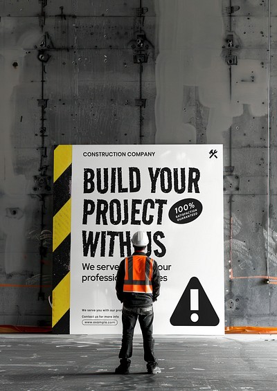 Construction project advertisement billboard mockup