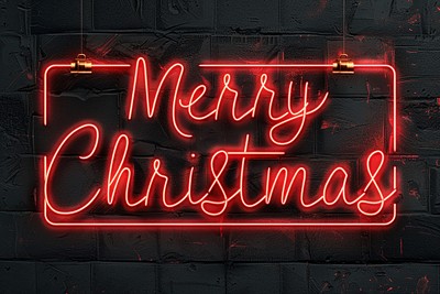 Festive neon Merry Christmas sign