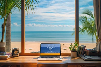 Tropical beach office view