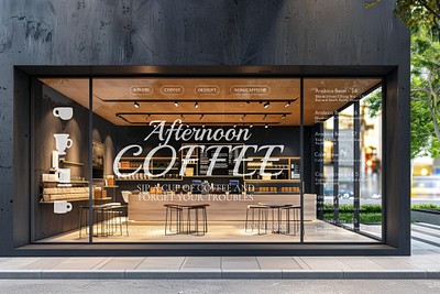 Modern cafe offering afternoon coffee.