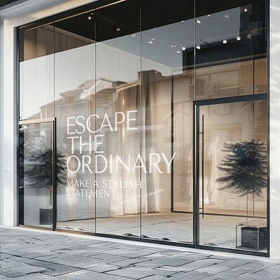 Modern storefront glass window mockup psd