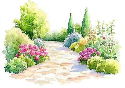 Garden Paths garden art illustration.