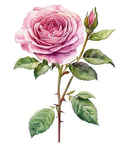 English pink Roses rose illustration watercolor.