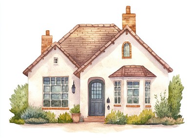 House illustration watercolor cottage.