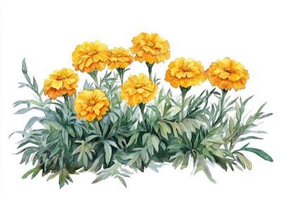 Illustration watercolor marigold flowers.