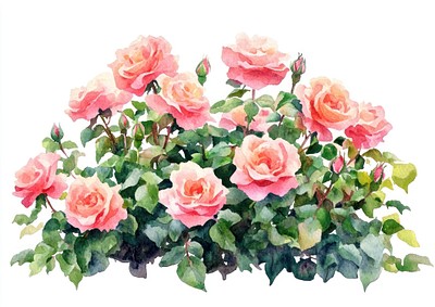 Rose bushes roses illustration watercolor.