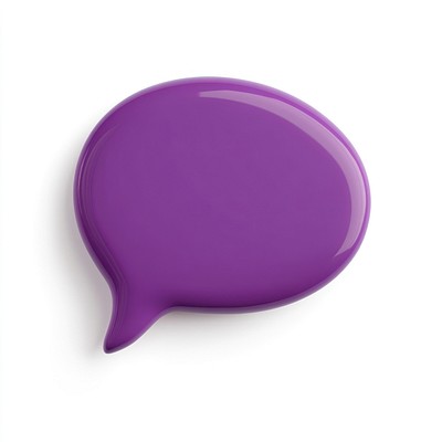 Plum-purple illustration speech bubble.