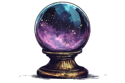 A crystal ball art illustration universe.