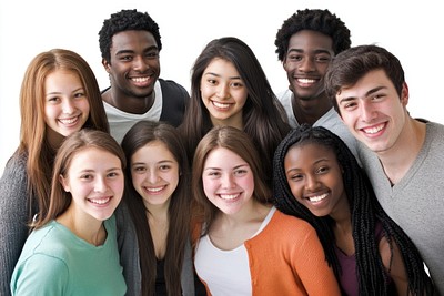 Smiling happy group multicultural.