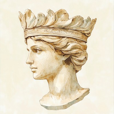 An ancient greek crown painting statue art.