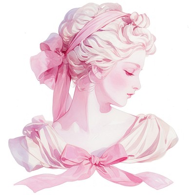 Coquette greek statue art illustration watercolor.