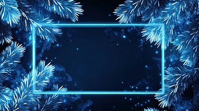 Background with winter glass ice cold and wide rectangular frame christmas glowing decoration.