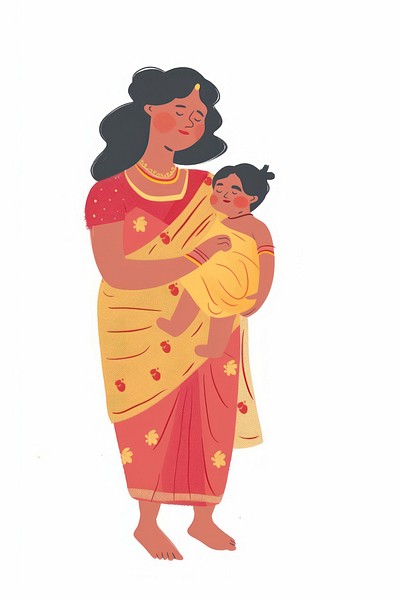 Happy Indian mom illustration accessories illustrated.