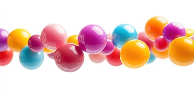 Toy balls border floating spheres confectionery.