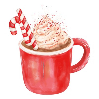 A mug of hot chocolate cream illustration beverage.