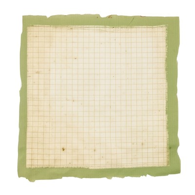 Green grids ripped paper ephemera vintage texture stationery.