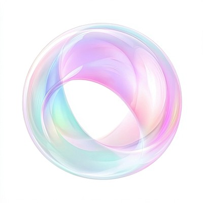 Soap bubble abstract shape illustration pastel colors.