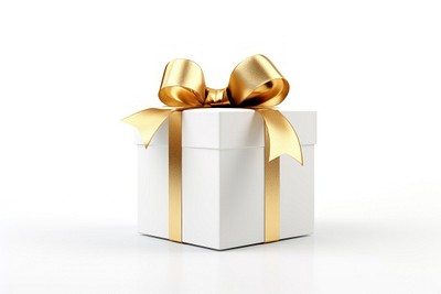 Christmas white gift box ribbon gold celebration.