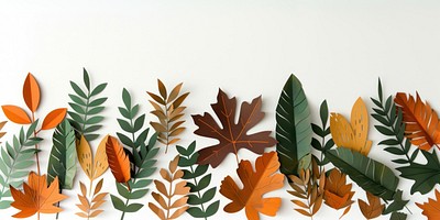 Paper cutout-style illustration borders with various colored leaves leaf autumn art.